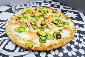 Pizzeria la Lievita pizza a domicilio e da asporto gamberetti salmone e zucchine